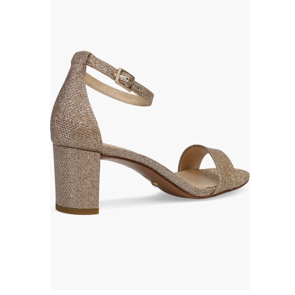 Pelle Moda Monroe Sandals Platinum Gold Glitter Women’s Size 8 Curved High Heel - Picture 10 of 13